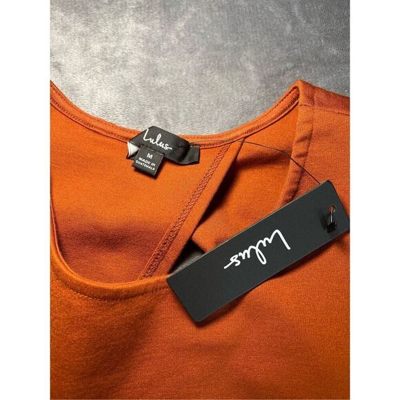 Lulus Top Womens Size Medium Rust Orange Let's Tie It Cropped Tank Tie Back NWT - Picture 3 of 8